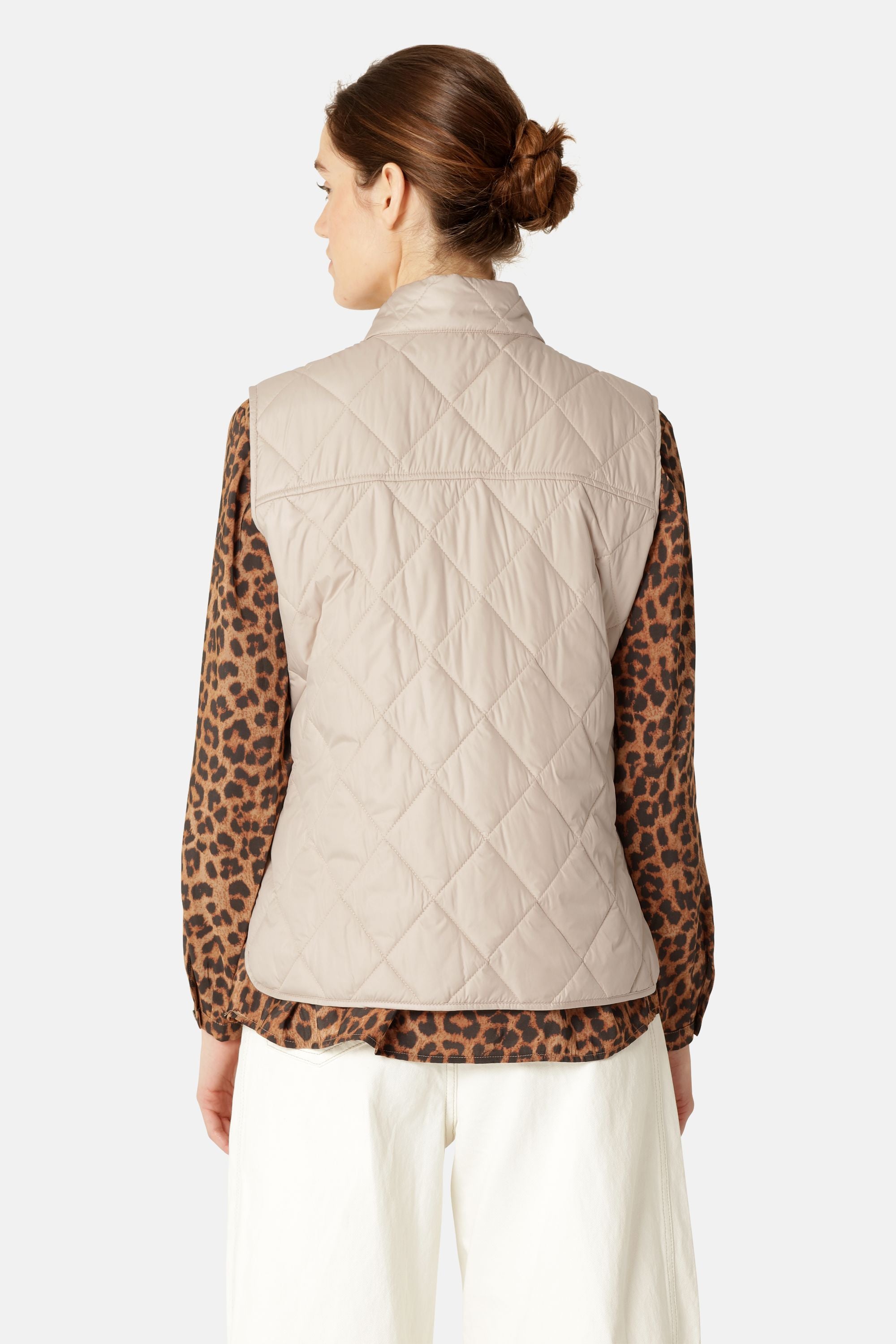 Quilted Short Vest - Light camel